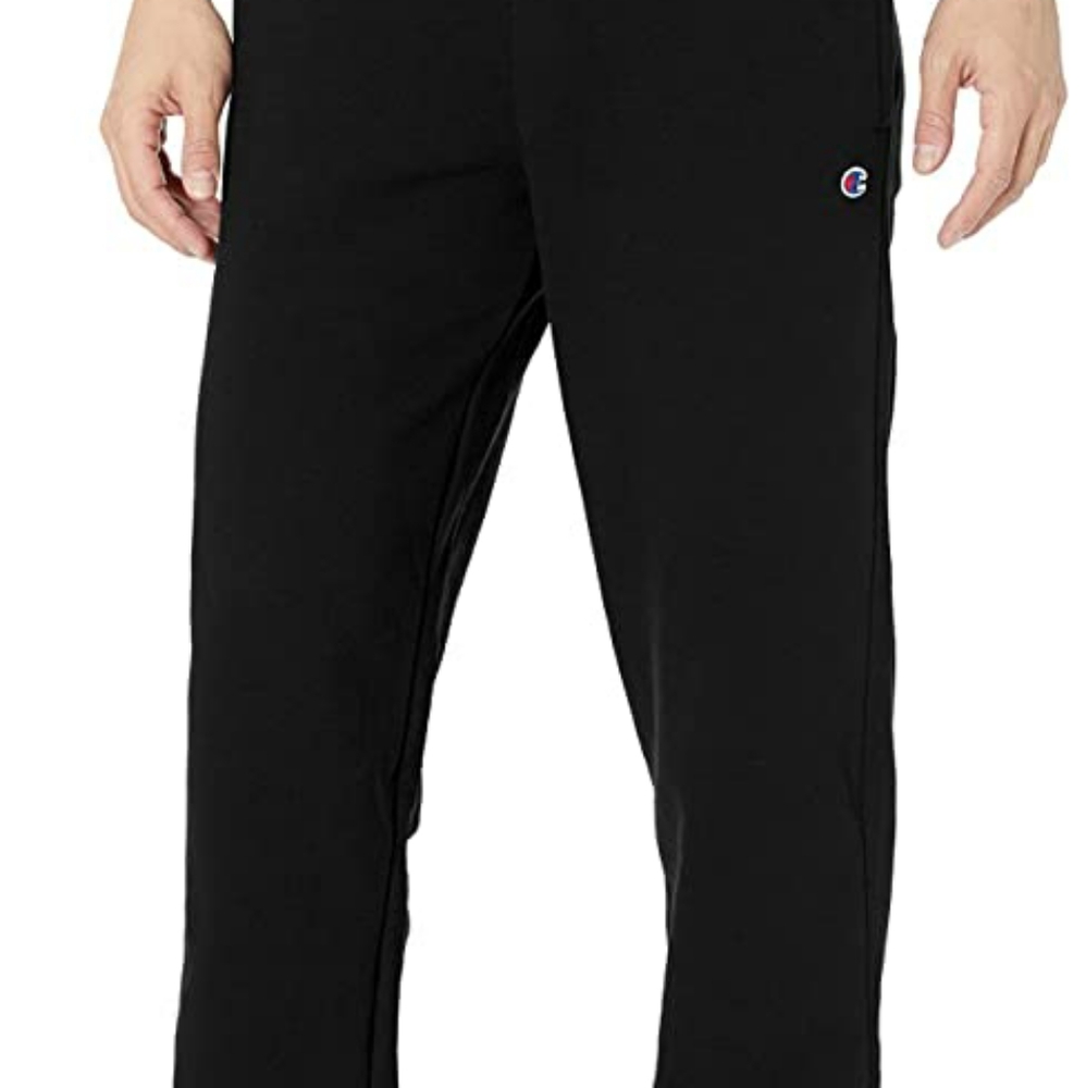 XL Black Champion men's powerblend fleece relaxed bottoms pants, 32" inseam